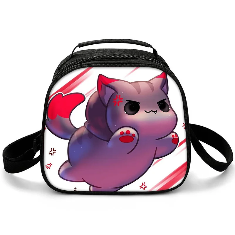 Trendy Youthful Funny Aphmau 3D Printed School Food Bags Picnic Bag Semicircle Lunch Box Lunch Tote Bag