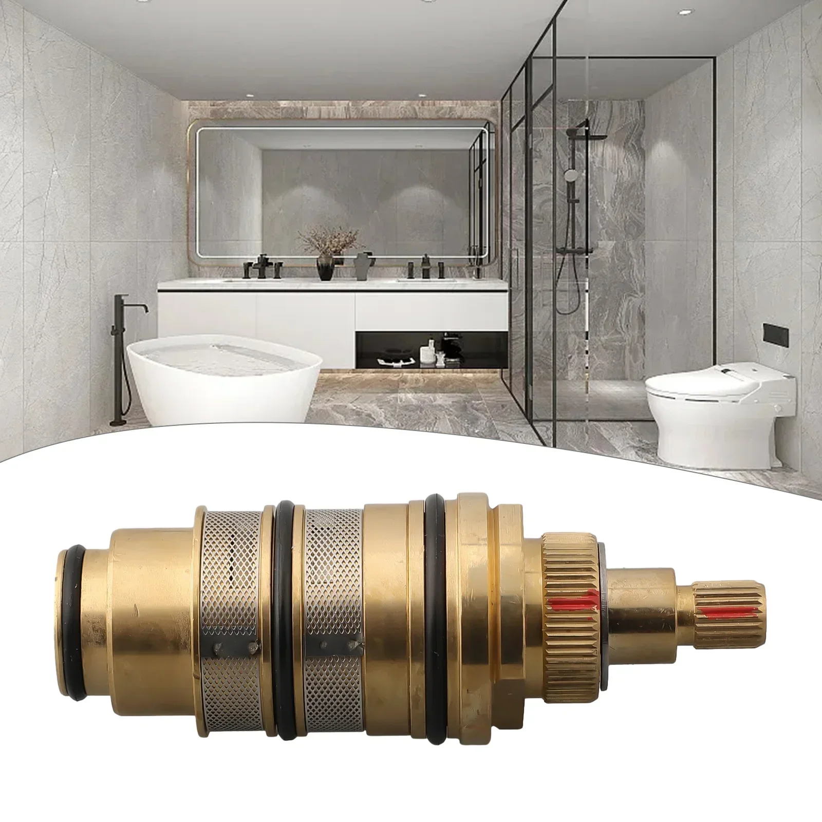 1pcs Brass Thermostatic Cartridge Shower Gold Thermostatic Cartridge Temperature Control Valve Shower Bar Mixing Bar Type Mixers