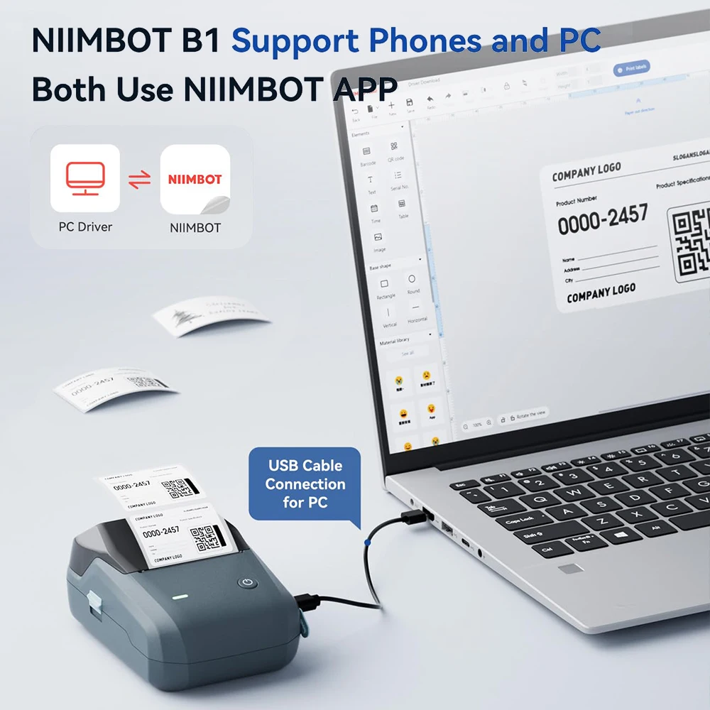 NIIMBOT B1 Portable Thermal Printer 2 Inch Adhesive Mini Printer Mobile Wireless Bluetooth For Office Tags Sticker Labels Maker