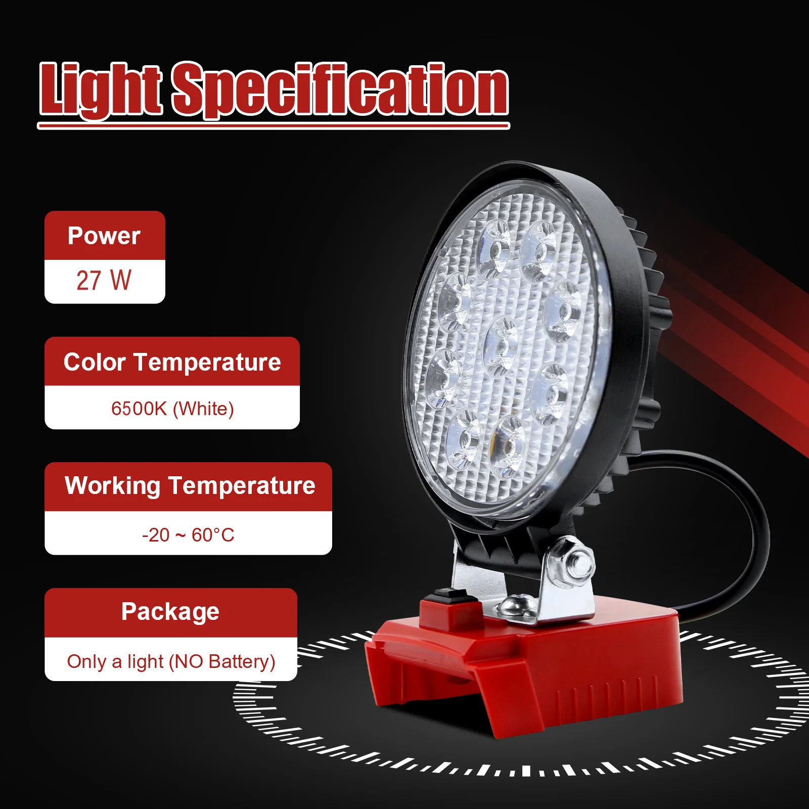 For Milwaukee M18 18V 27W LED Work Light Compatibliy Li-Ion Battery LED Flashlight Battery Tool Lamp Flood Lights