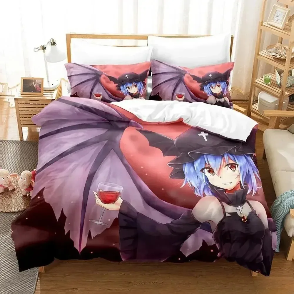 3D Touhou Project Remilia Scarlet Bedding Set Cartoon Anime Adult Kid Bedroom Duvet cover Sets 3D Kawaii Girls