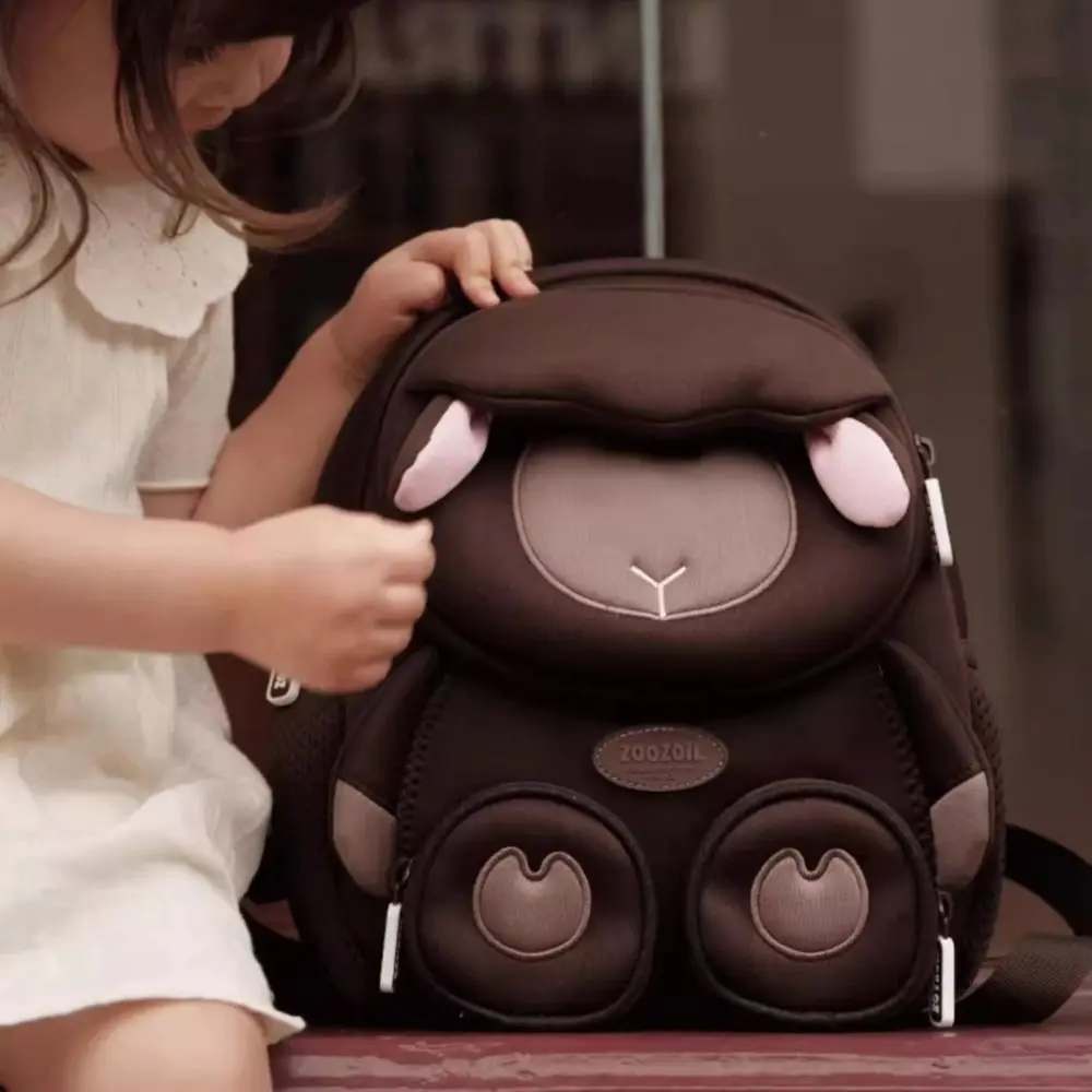 Zaino carino di grande capacità Zaino per studenti traspirante a forma di animale della foresta Borsa per libri per cartoni animati Ragazzi e ragazze
