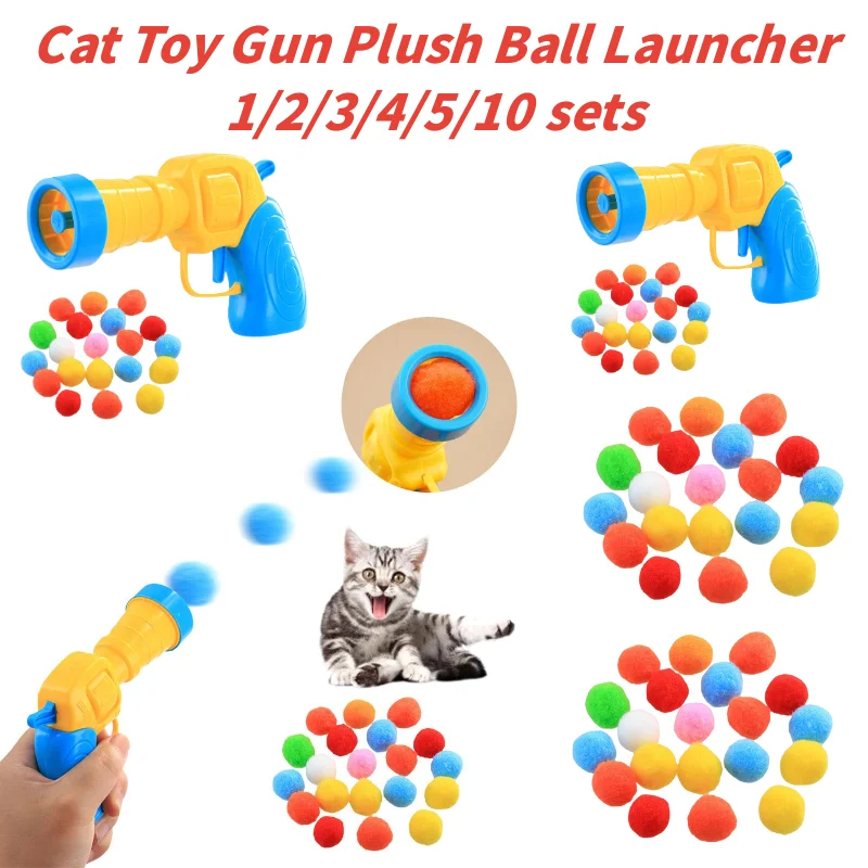 Katzen-Plüschball-Werfer Mini-Pompom-Spielzeug Haustier-Zubehör Lustiges Katzenspielzeug Hochspringender Ball zum Necken der Haustiere