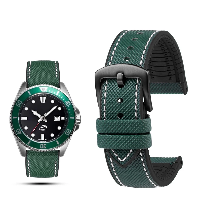Für Casio Duro 2784 MDV106-1A MDV-106/107-1A Armband 20 mm 22 mm Nylonmuster Gummiarmband Wasserdichtes Sportuhrenarmband blau