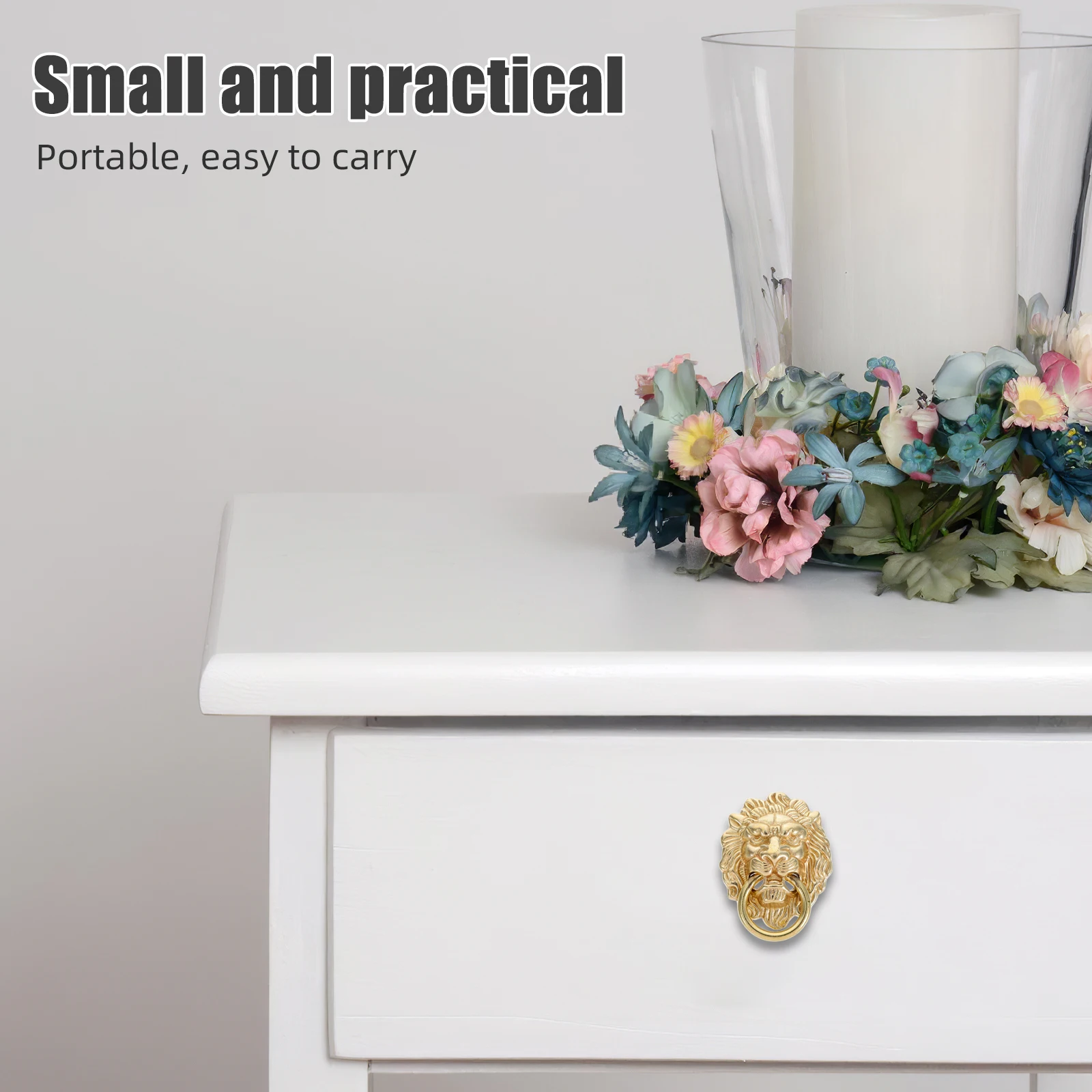 

2pcs Brass Cabinet Handles Chinese Style Lion Head Door Knob Pulls Vintage Decorative Hardware For Home Furniture