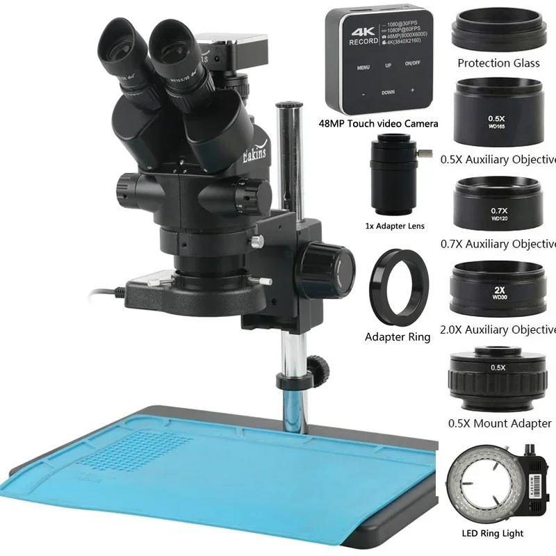 3.5X-90X Simul Focul Parfocal Stereo Trinocular Microscope 55MP 48MP 24MP 4K HDMI USB Aparat cyfrowy do naprawy lutowania PCB