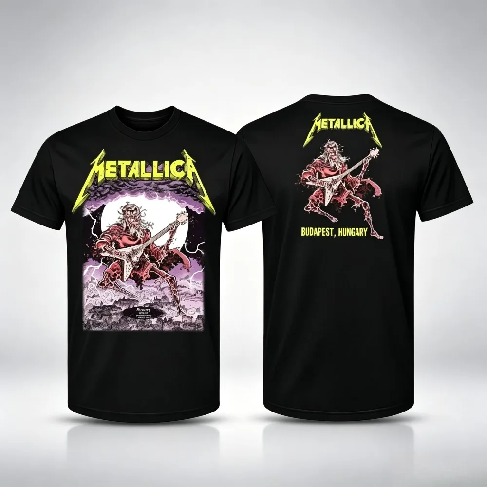 Monster Guitarist Thunder Illustration Men Cotton T-Shirt Vintage Dark Rock Art Streetwear Casual Short Sleeve Top