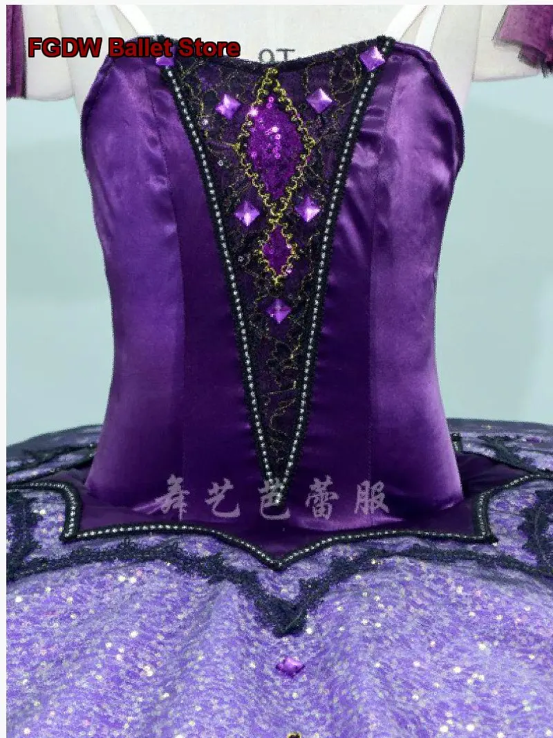 Competition Tulle Tutu with 7 Layers for Children/Venice Carnival/Lilac Variation Kids Mesh