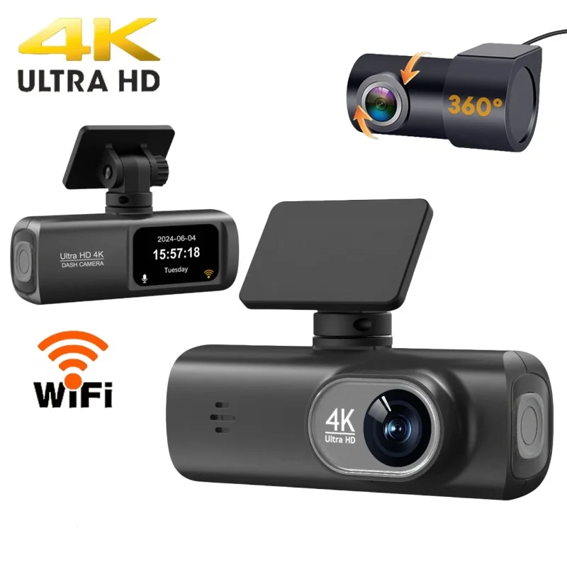 

New Products 4k Hidden Dual Car Camera Night Vision Full Color G-Sensor Loop Recording With WiFi Dash Cam 1.47-inch Screen