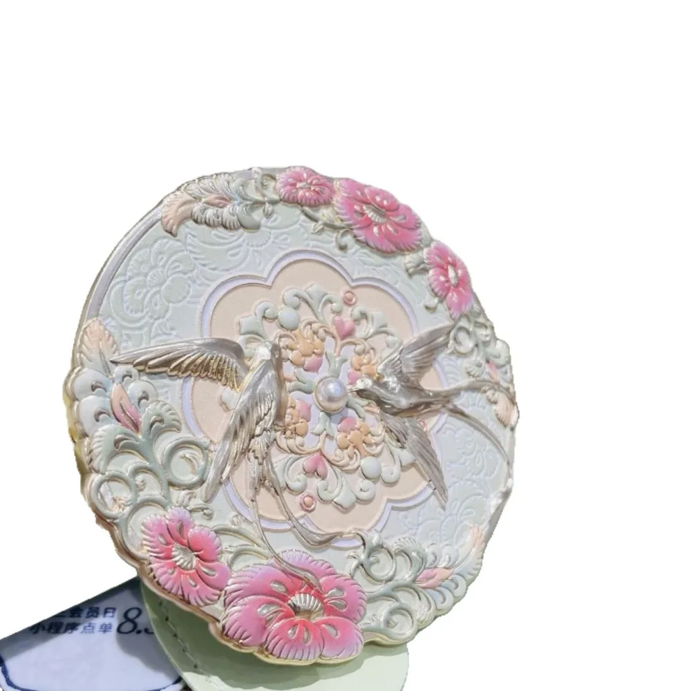 جديد النمط الصيني مرآة المحمولة الأزهار الطيور الإغاثة مرآة لوضع مساحيق التجميل خمر يده مرآة السفر هدية للفتيات أفضل صديق #5
