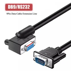 RS232 DB9 Elbow Serial Port Cable Male to Female Extension Data Wire Black PVC Com Left Elbow Data Line for Computer Display