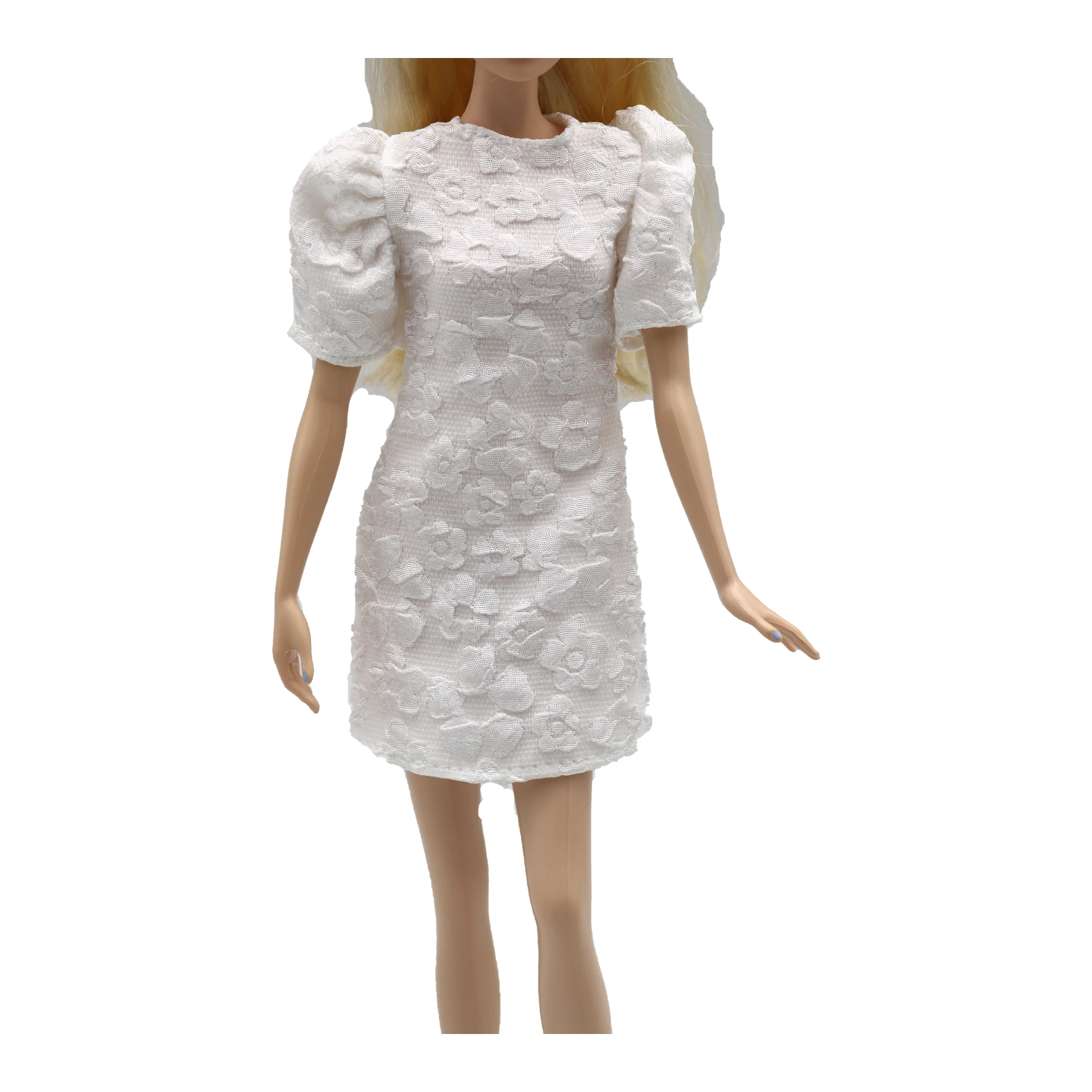 Nieuwe 30Cm 1/6 Elegante Pofmouwen Reliëf Jurk Dagelijks Dragen Accessoires Kleding Voor Barbies Pop