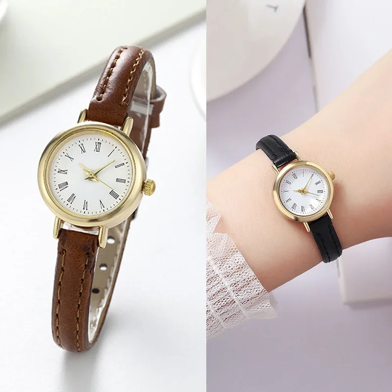 2023 Eenvoudige Dameshorloges Kleine Ronde Meisjesriem Horloges Quartz Horloges Dameshorloge Gift Reloj Para Mujer Dameshorloge