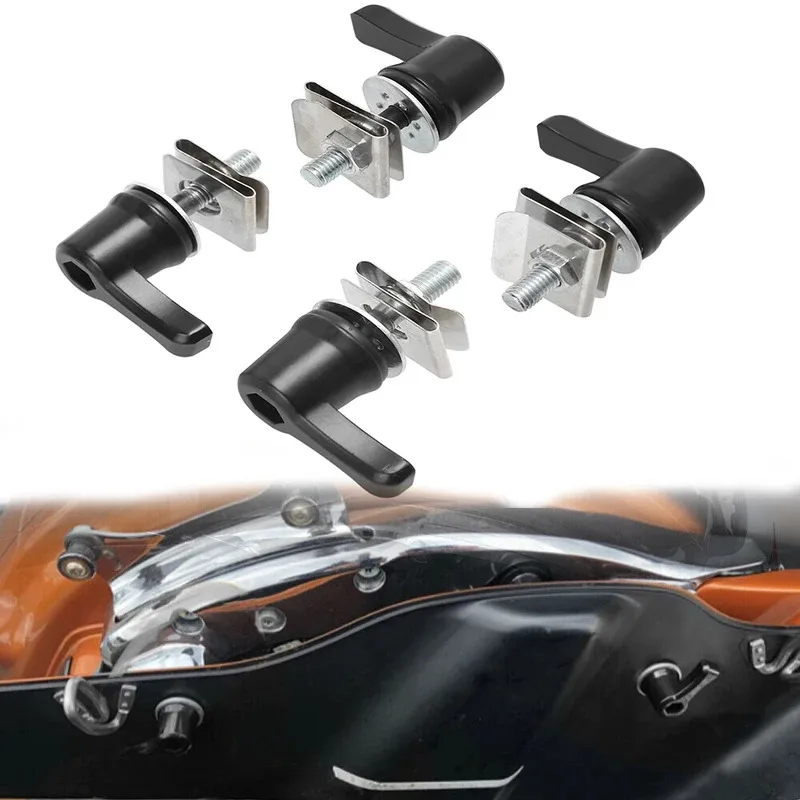 

4 Pcs Motorcycle Black Saddlebag Lever Lock Bolts & Nuts Kit Mounting Set For Harley Touring Dyna CVO Road Glide Breakout Deluxe