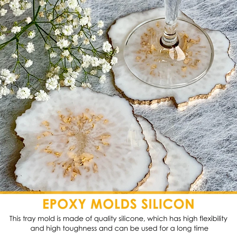 

SYW-2 Pieces Tray Silicone Mold Kit Irregular Epoxy Resin Tray Molds For DIY Crafts (Rectangle+Round)