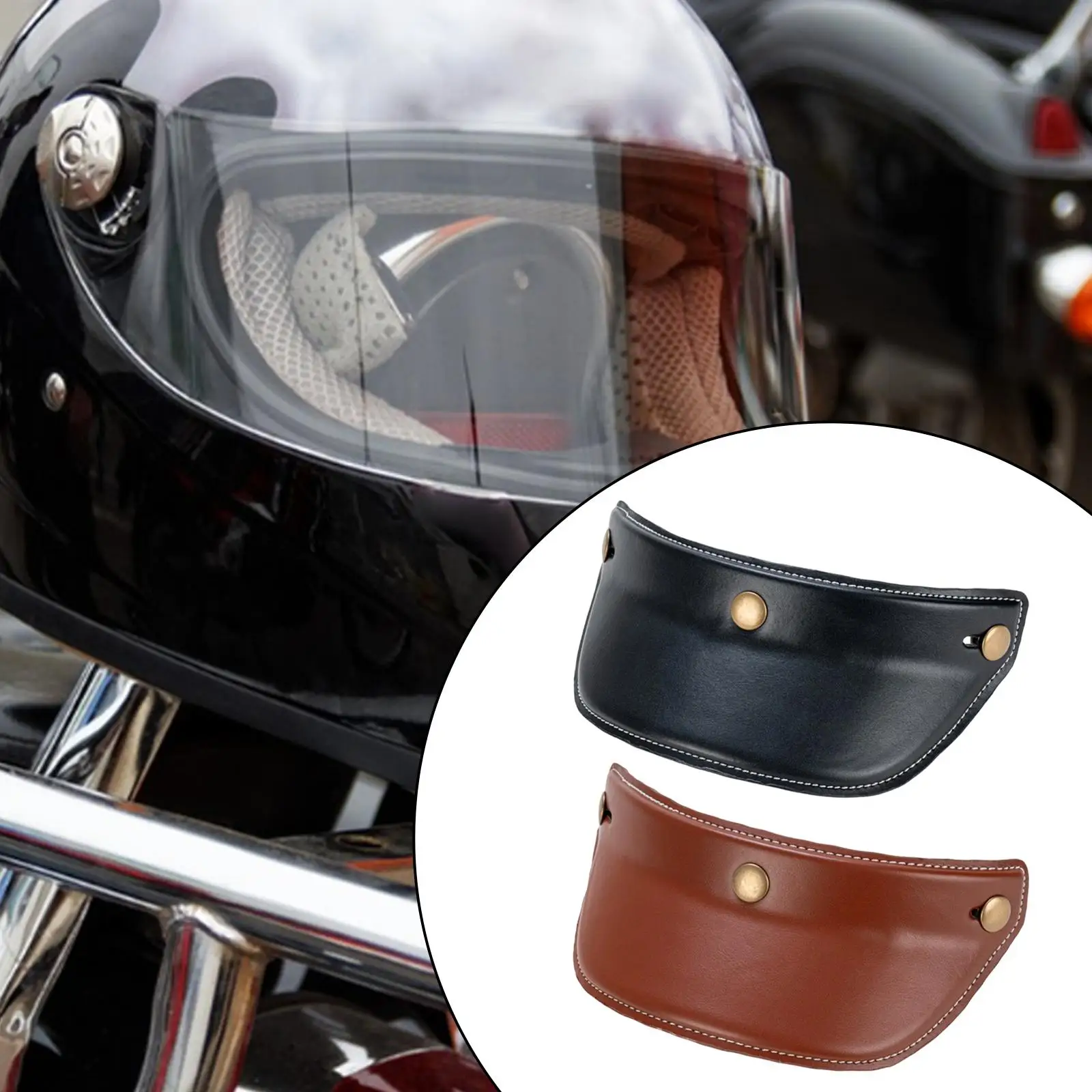 Helmet Visor Sun Protection Opens Face High Performance Leather Helmet Brim