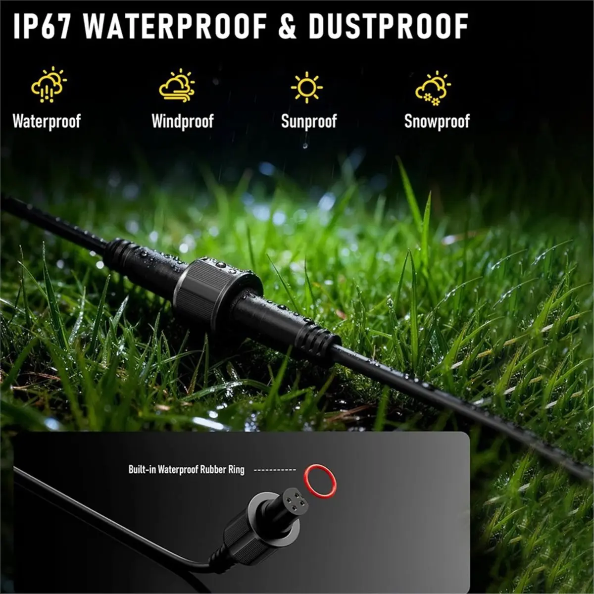 L70A Y-Splitter Cable for Outdoor Flood Lights, 4Pin Waterproof Extension Cable for Yard Patio,1 Male to 2 Female