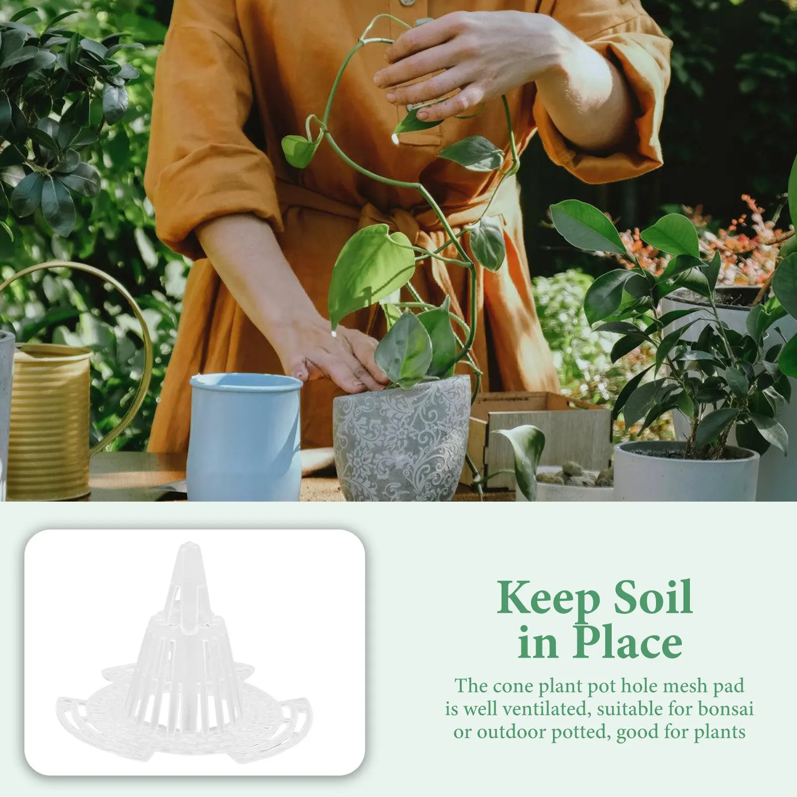 

25 шт. дренажных прокладок для цветочных горшков, пластиковые сетчатые подкладки, донные подушки для кашпо, дышащие фильтрующие вставки для бонсай, садовые принадлежности