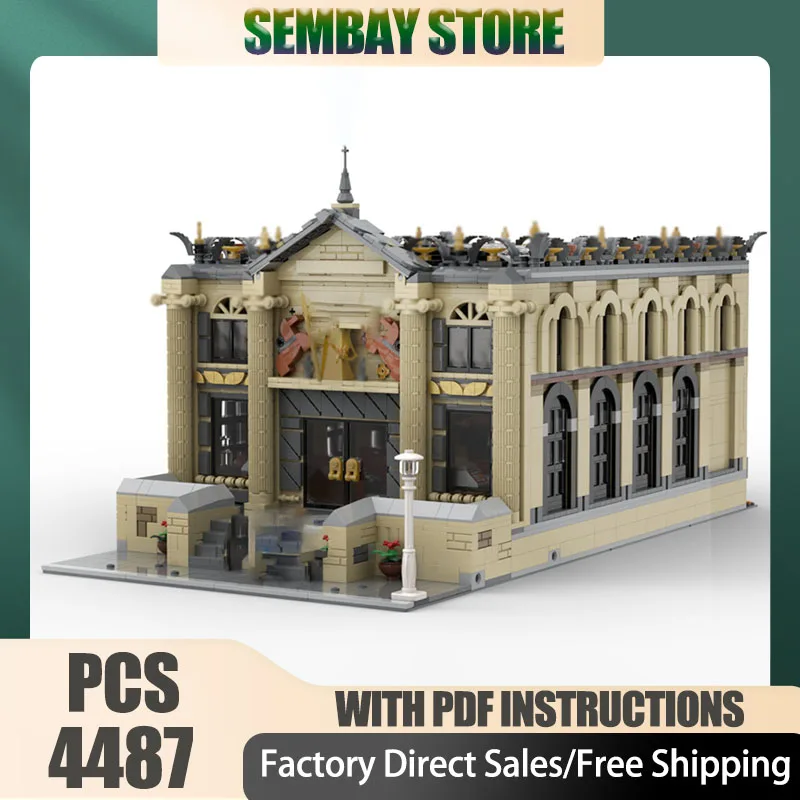 

Модульная городская модель здания Moc, строительные кирпичи, модульный концертный зал, технологические блоки, рождественские игрушки «сделай сам», строительные подарки