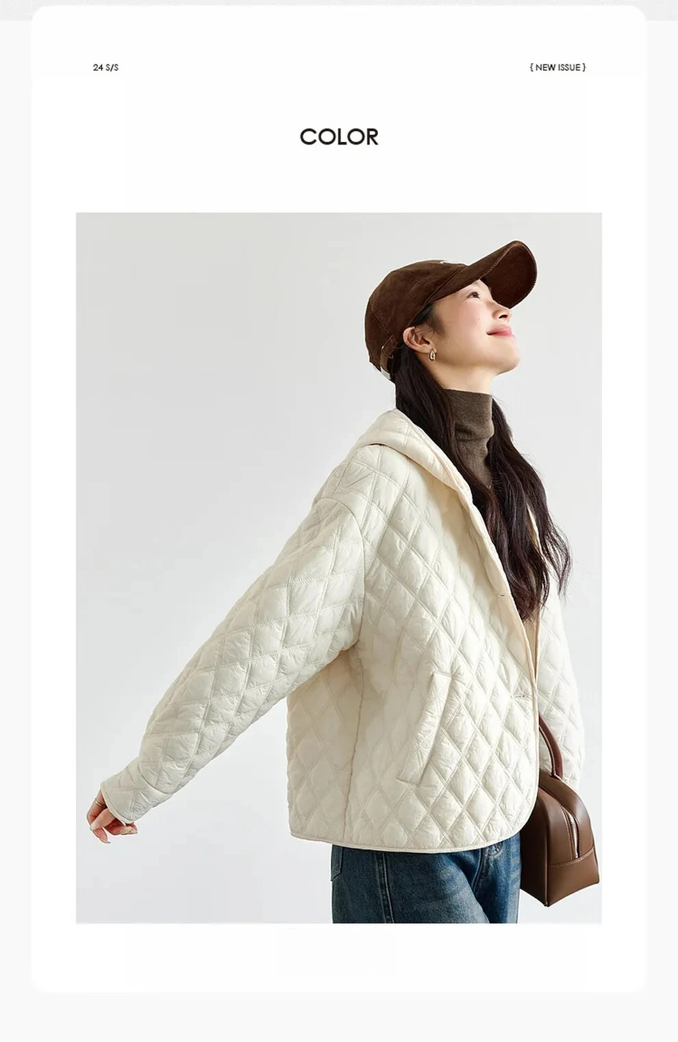 VIMLY Women's Beige Quilted Puffer Jackets Casual Long Sleeve Short Hooded Parkas Loose Pocket Coats 2026 Winter Clothes M9530