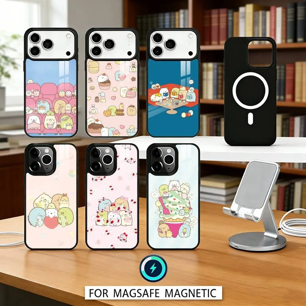 

S-Sumikko Anime G-Gurashi Phone Case Magnetic For iPhone17 16 15 14 13 12 Pro Max For Magsafe Wireless Charging Cover
