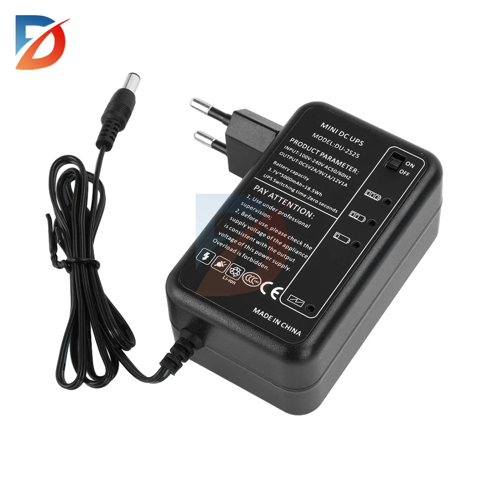 AC 100-240V to DC 5V 9V 12V UPS Backup Power Adapter Router Optical Modem Camera Available Lithium Power Supply 5000Mah EU US