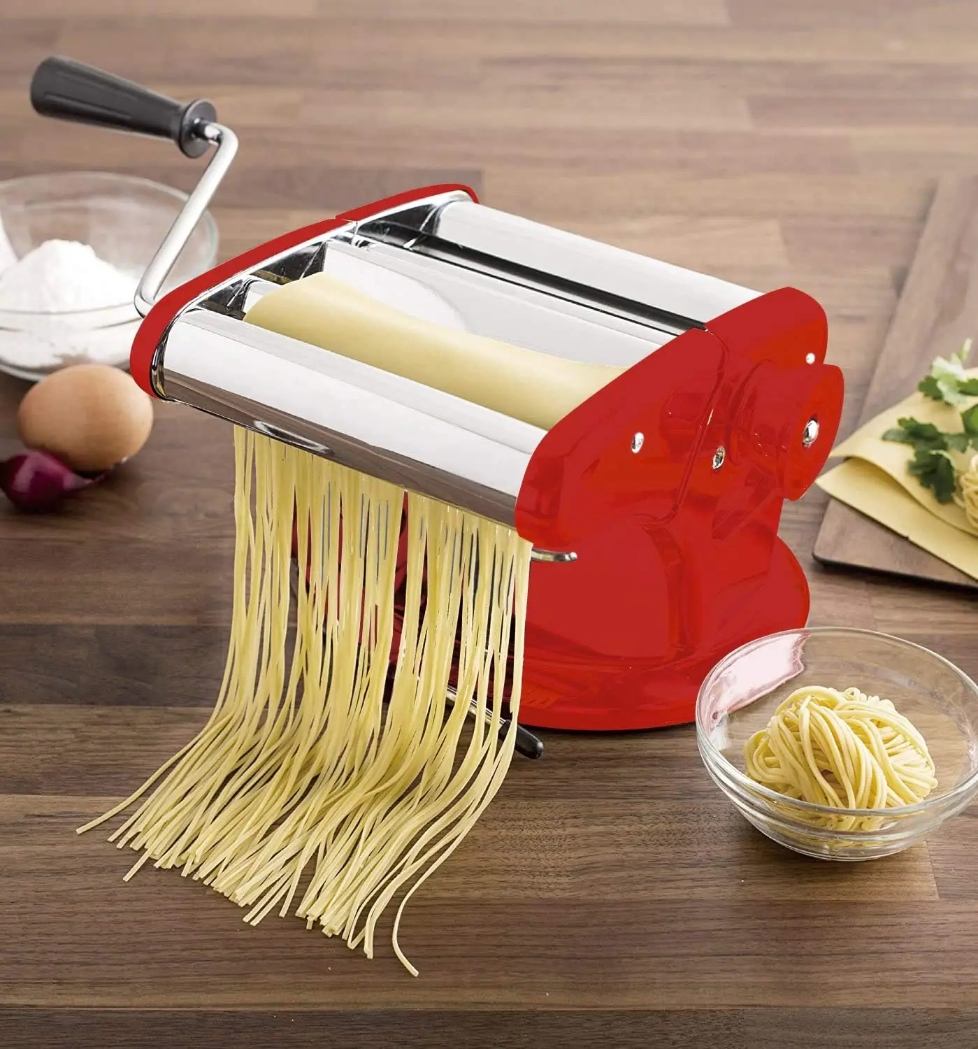 Unique Patented Base for No-Slip Use of Stainless Steel Pasta Roller Machine - 150 mm -