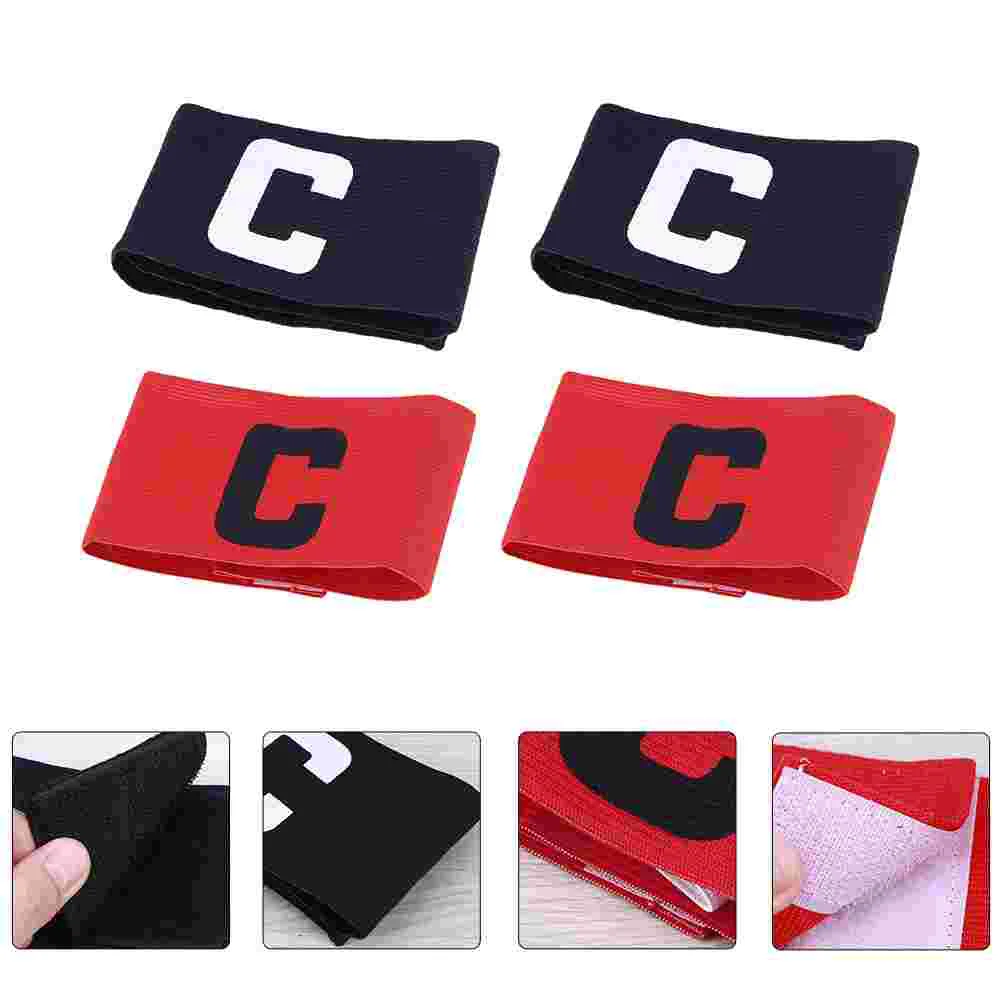 

4 Pcs Aldult Captain Armband Child Wristbands Black Nylon Elastic Reusable Basketball