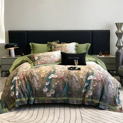 600TC Egyptian Cotton Daisy Vintage Floral Print Duvet cover Bed Sheet Pillowcases Ultra Soft For All Seasons Double Queen 4Pcs