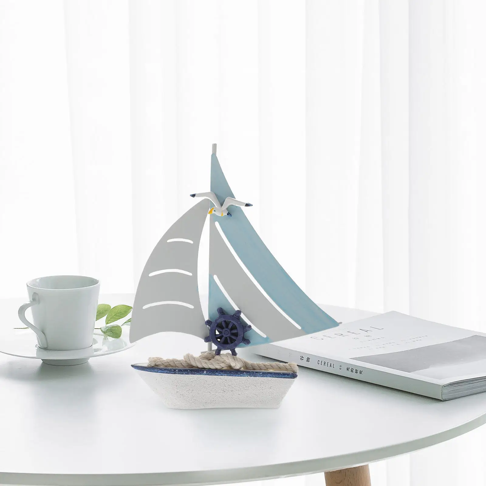 

Wooden Sailing Ship Nautical Desktop Ornament Mediterranean Style Miniature Sailboat Decoration Ship Home Office Party Supplies