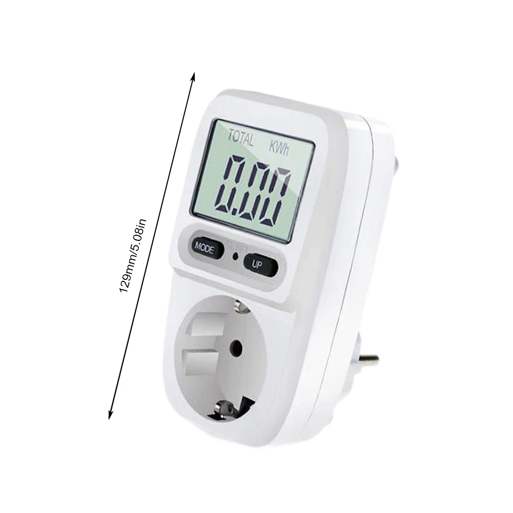 Prático Digital LCD medidor de energia, 220V, novo, soquete de energia, quilowatts, hora tensão, monitor de eletricidade, plug europeu