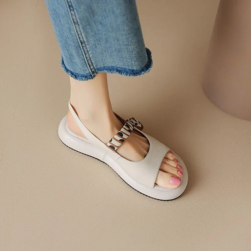 2024 Summer Shoes Women\'s Sandals New Open Toe Flat Ankle Strap Sandals for Women Outdoor Dress Office Ladies Heeled Shoes