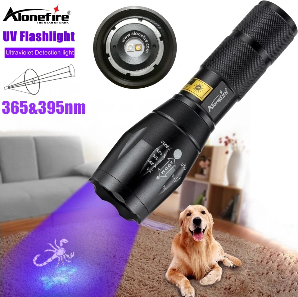 365&395nm 2in1 LED UV Light Zoom Flashlight Curing Ore Scorpion