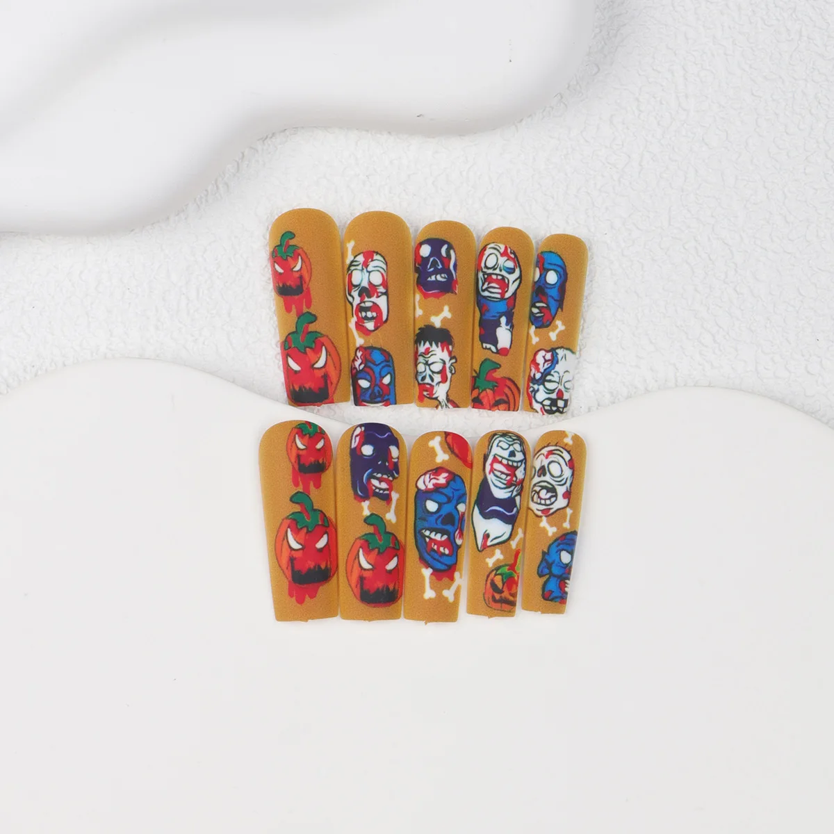 할로윈 시리즈 프레스 온 네일에 네일에 인쇄된 관 모양의 인조 손톱 24개