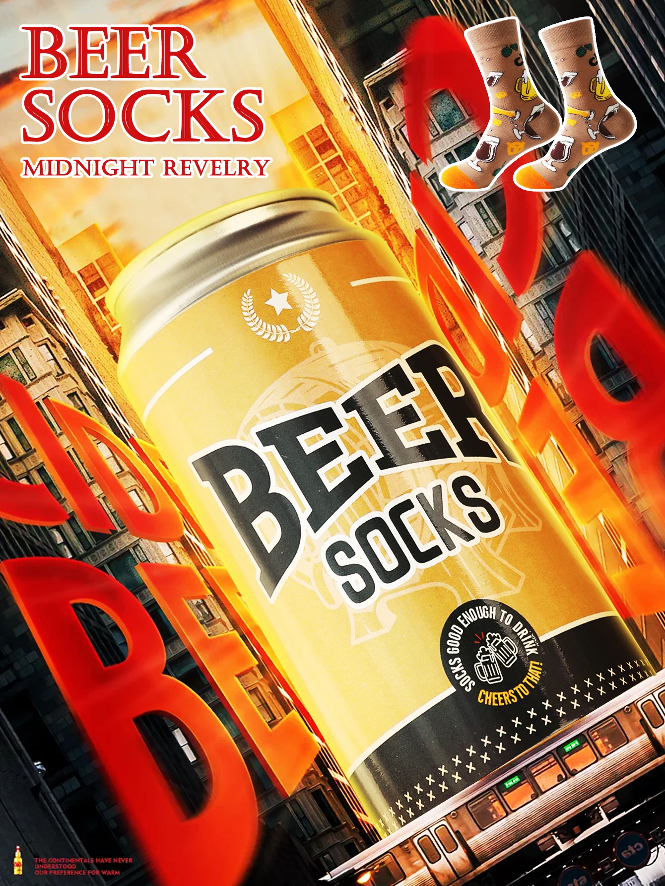 زوج واحد من الجوارب لمنتصف الساق للرجال والنساء، يتميز بيرة مبتكرة بتصميم عملية ومناسبة لهدايا العطلات.