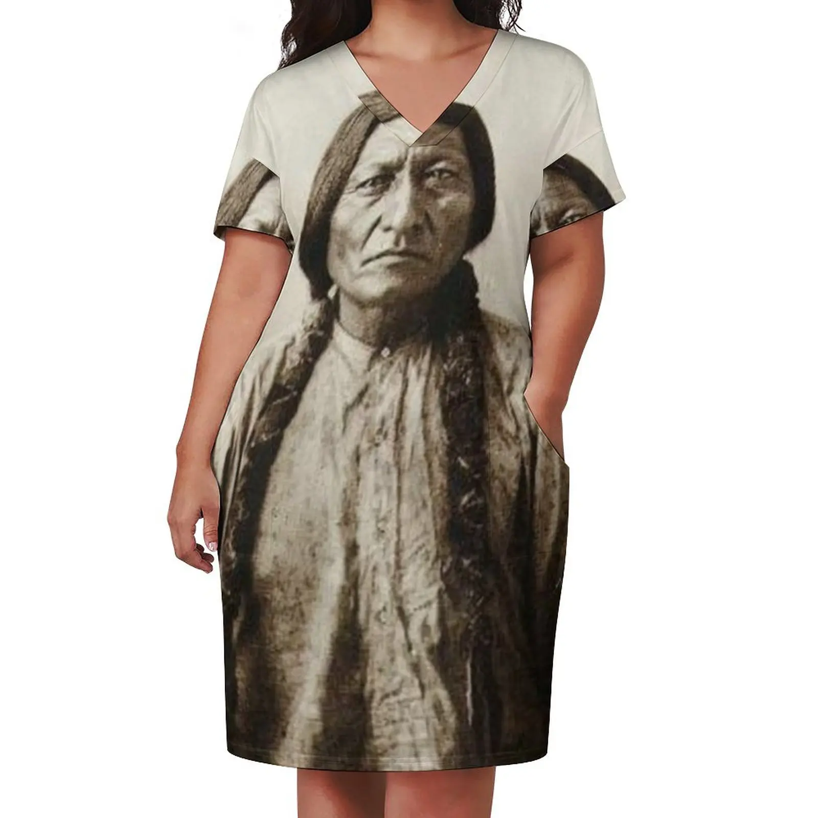 Sitting Bull - Hunkpapa Lakota Loose Pocket Dress women's clothing trend 2025 evening dress women