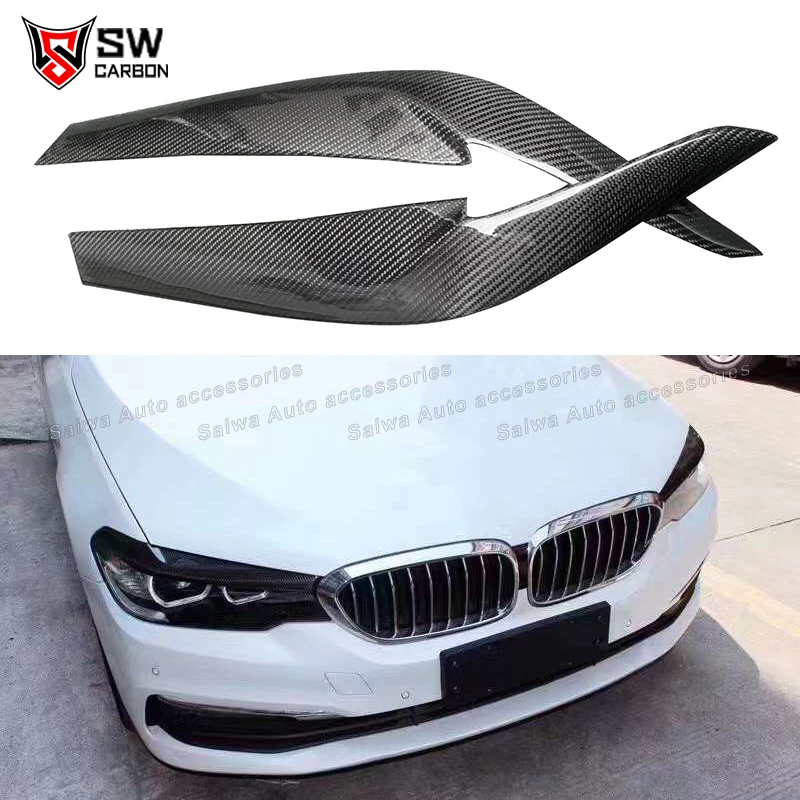 

High Quality Carbon Fiber Eyebrow Headlights With Front Large Lampshade Decoration For BMW 5 Series G30 G38 F90 2017-2020