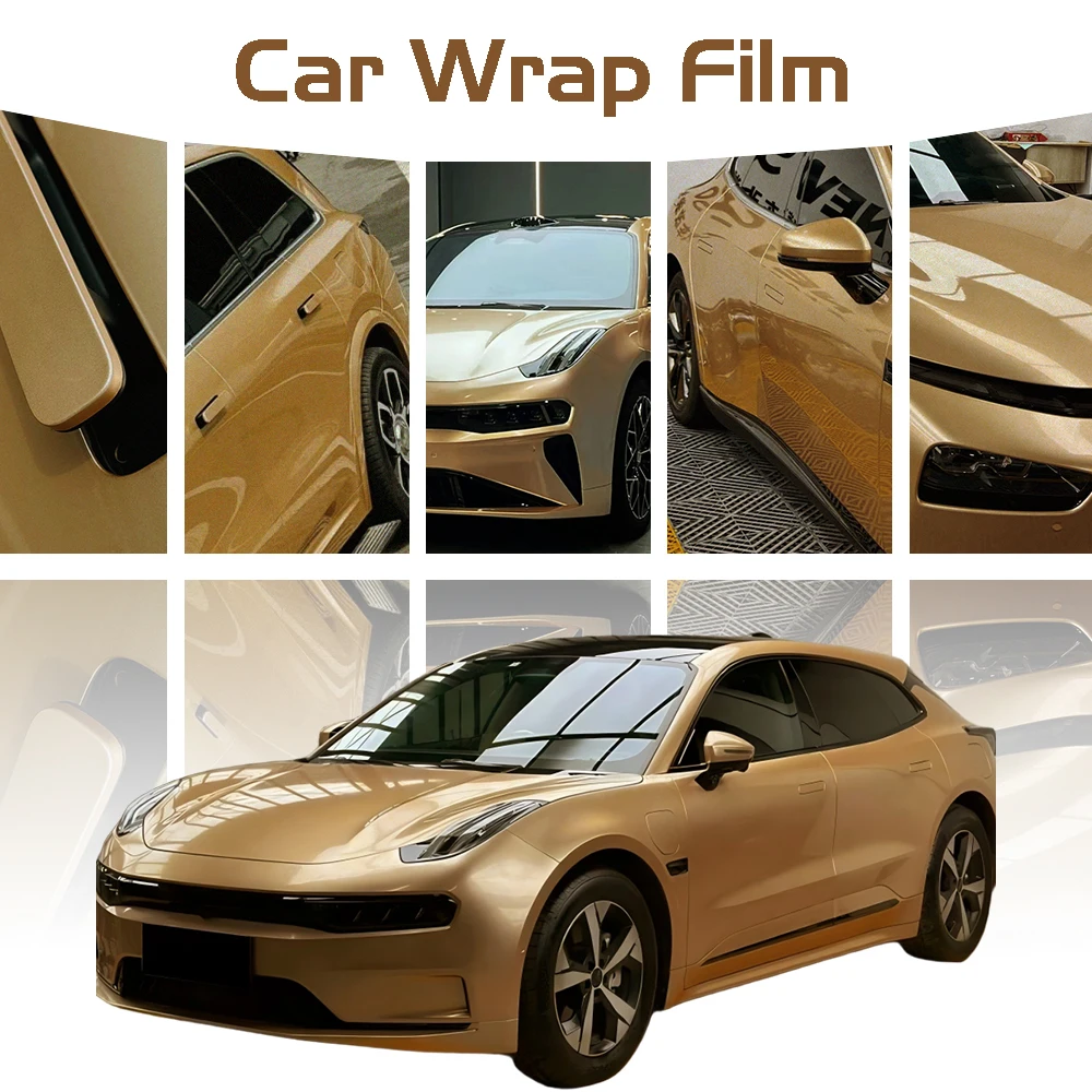 

Car Wrapping Film Metal Paint Deep Champagne Car Sticker Color Change Film Bubble Free Wrap Vinyl Cover Auto Tuning Accessories