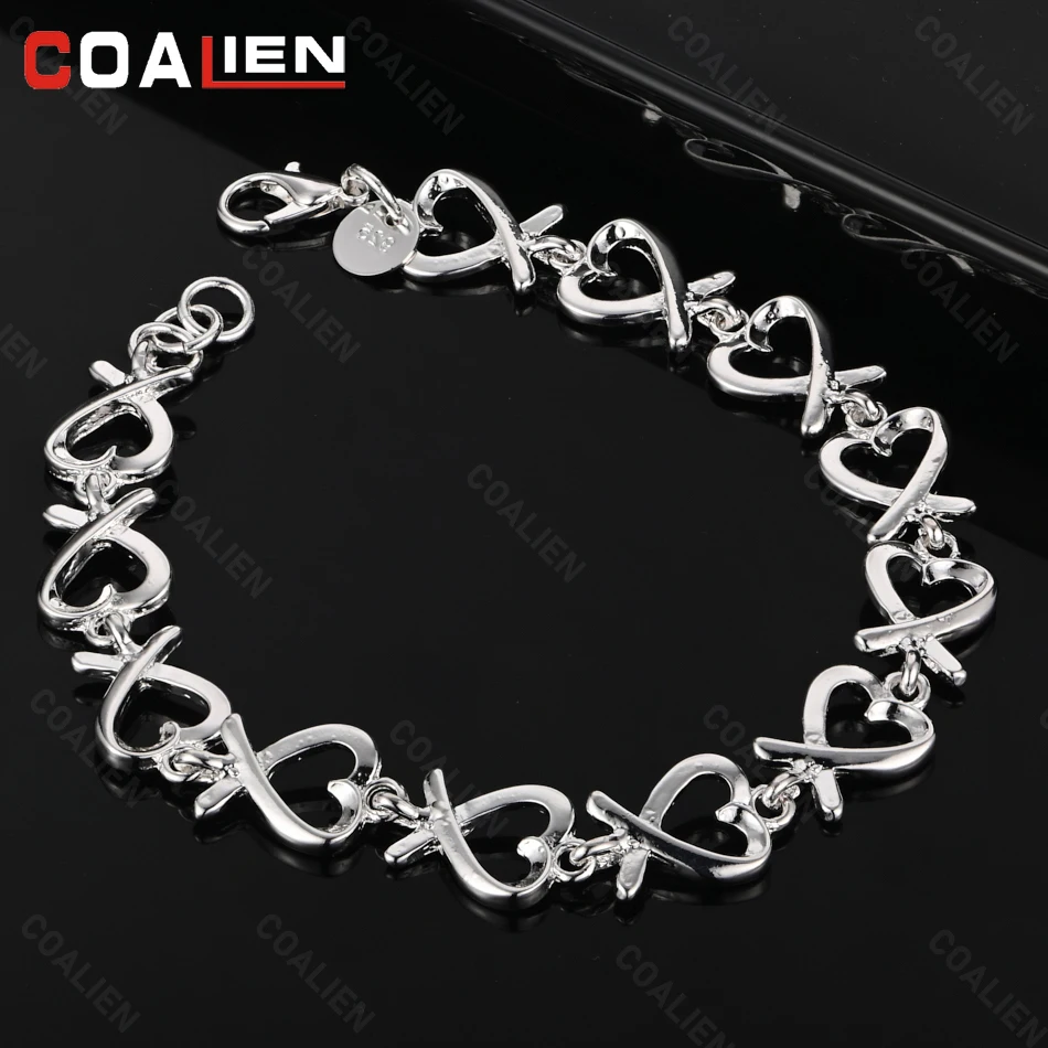 

COALIEN 925 Sterling Silver Eight Hollow Love Knot Bracelet Women Fashion Jewelry Jewelry