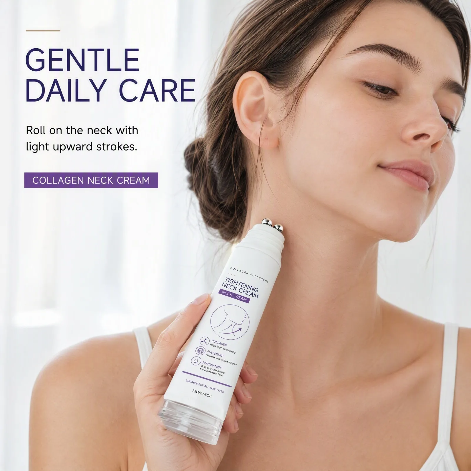 Fullerene Elastic Neck Cream Collagen Deeply Moisturizes Neck Care Improves Fine Lines Dullness Skin Barrier Skincare Neck Cream