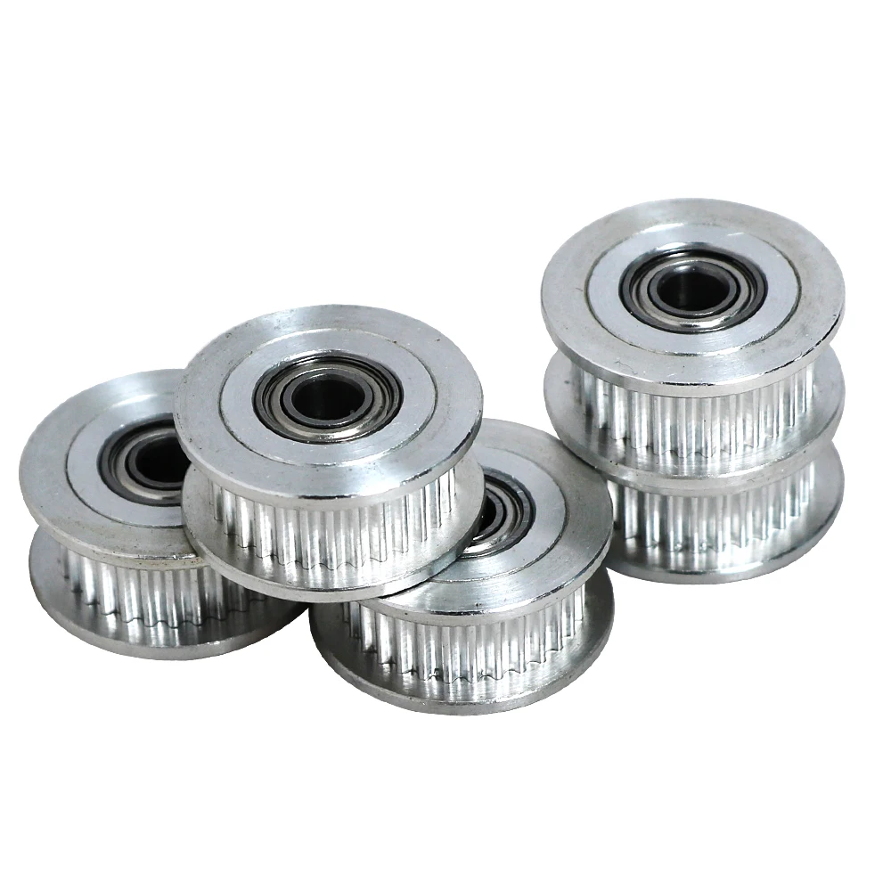 2GT with Teeth Synchronous Wheel Idler Pulley Bore 5mm With Bearings GT2 Timing Belt Width 6mm for 3D Printers Parts