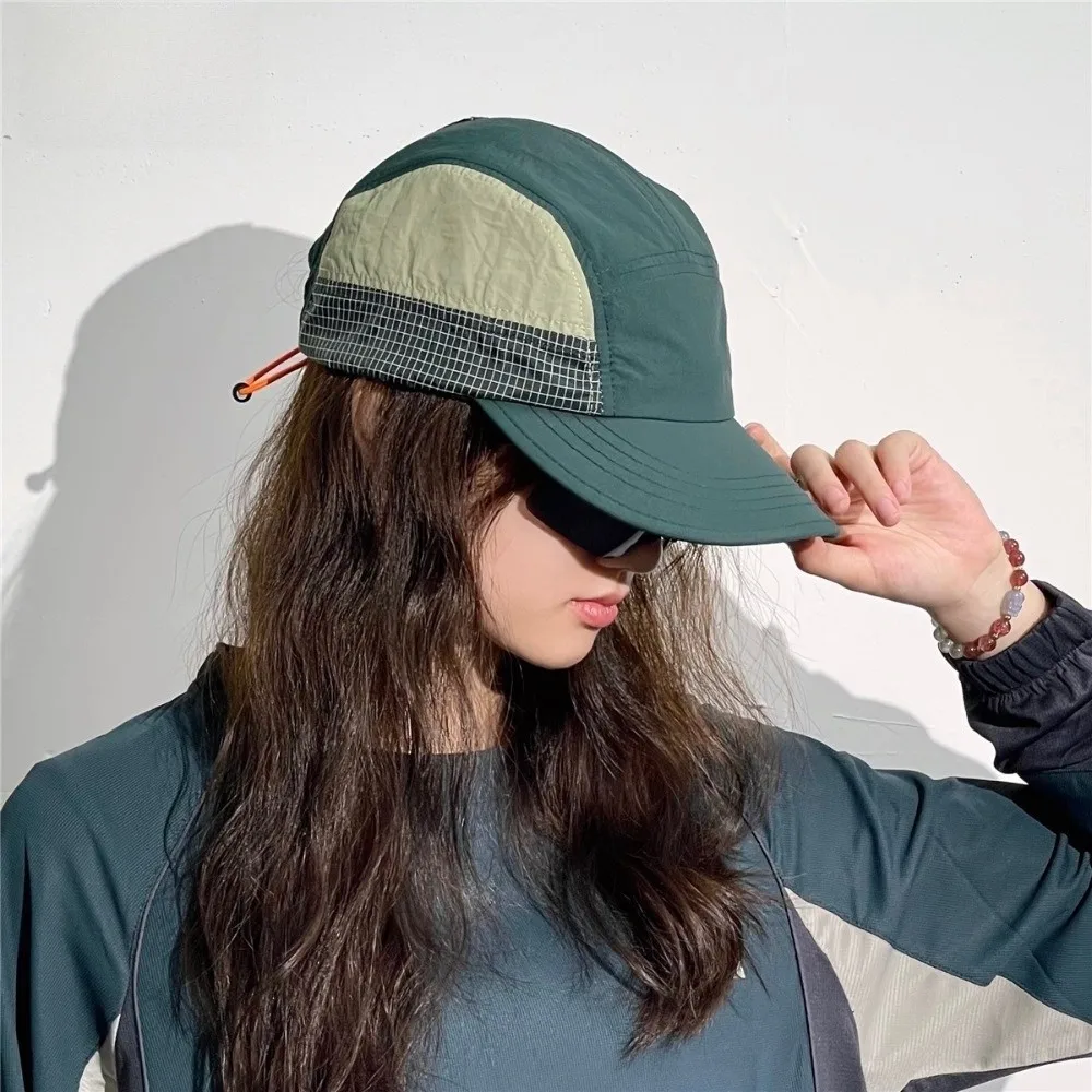 Color-Blocked Quick-drying Baseball Cap Soft Brim Sun Protection Breathable Peaked Cap Retro 5-panel Lightweight