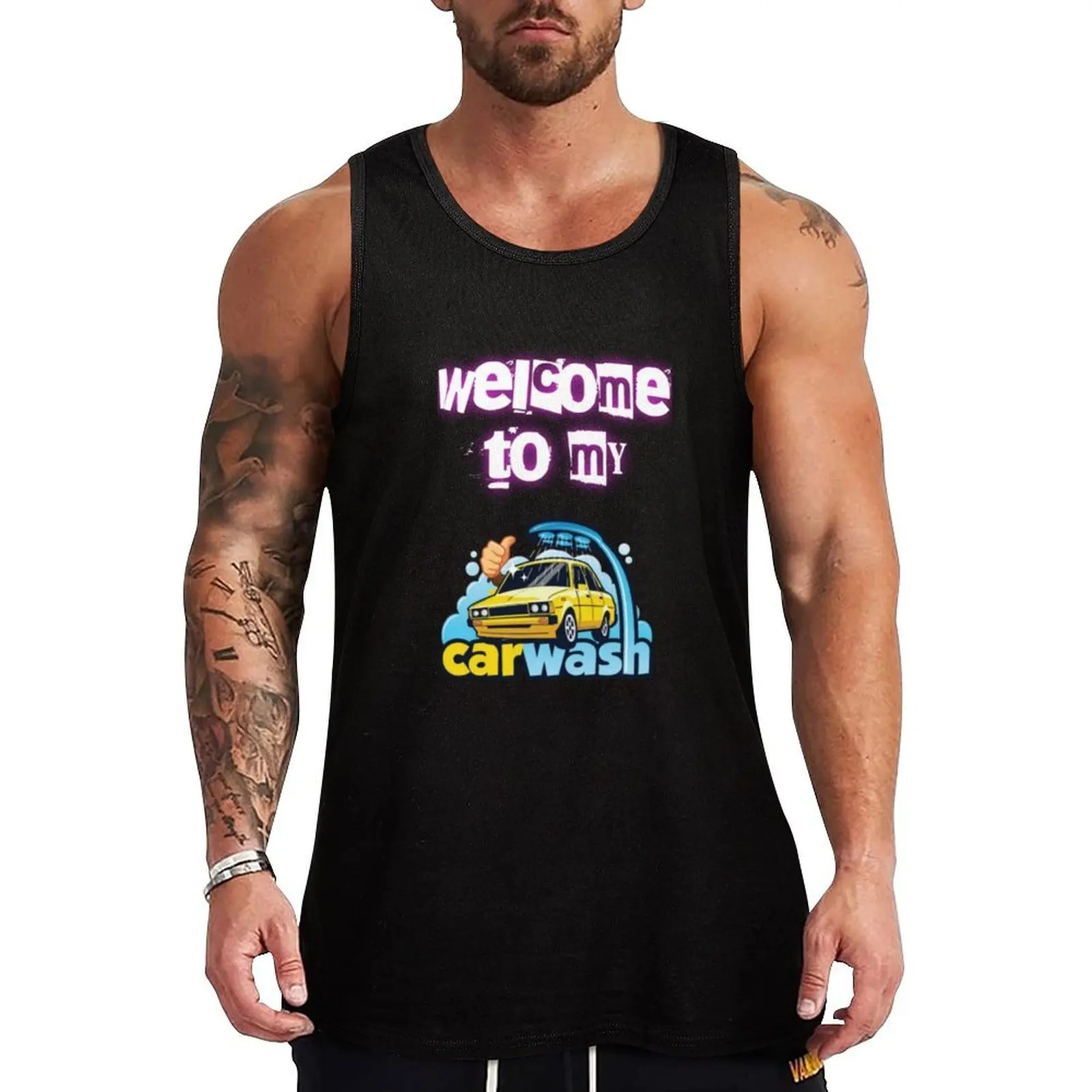 

Welcome to my carwash Tank Top t-shirt gym man sleeveless gym shirt man fitness T-shirt male