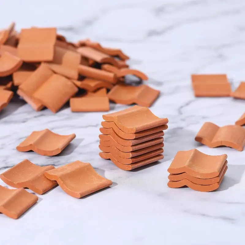 Miniature Clay Roof Tiles Model Building Set, Fake House Shingles Accessories, DIY Craft Project Shed Fairy Garden Micro Roofing