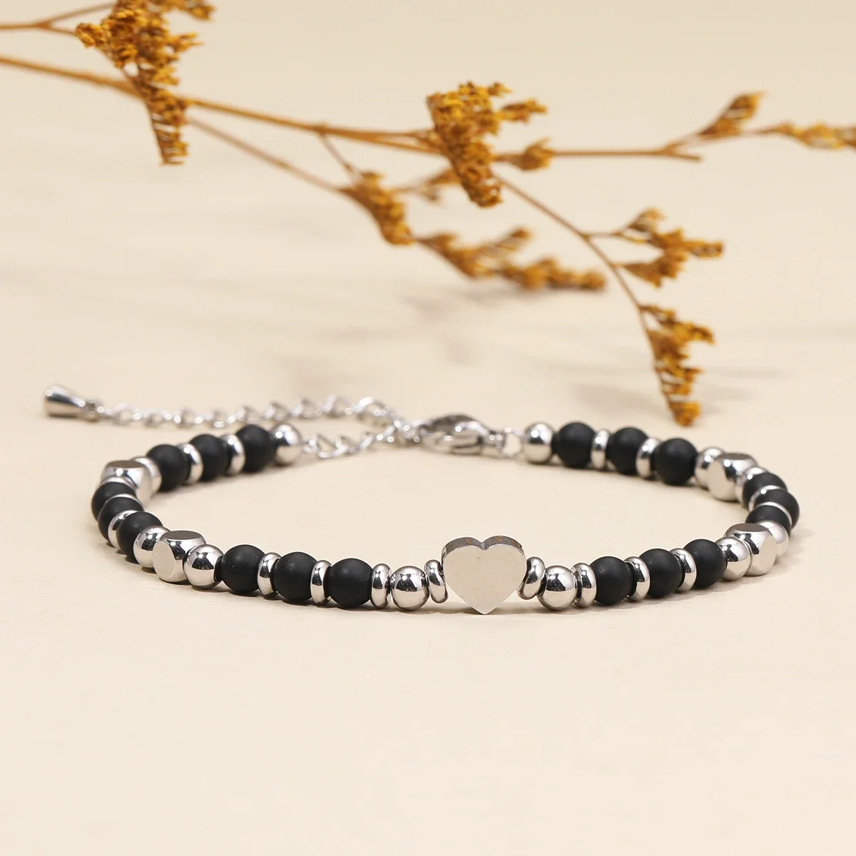 

4mm Natural Stone Women Bracelet Love Rice Bead Adjustable Heart Bracelet European And American Girls Jewelry Gifts
