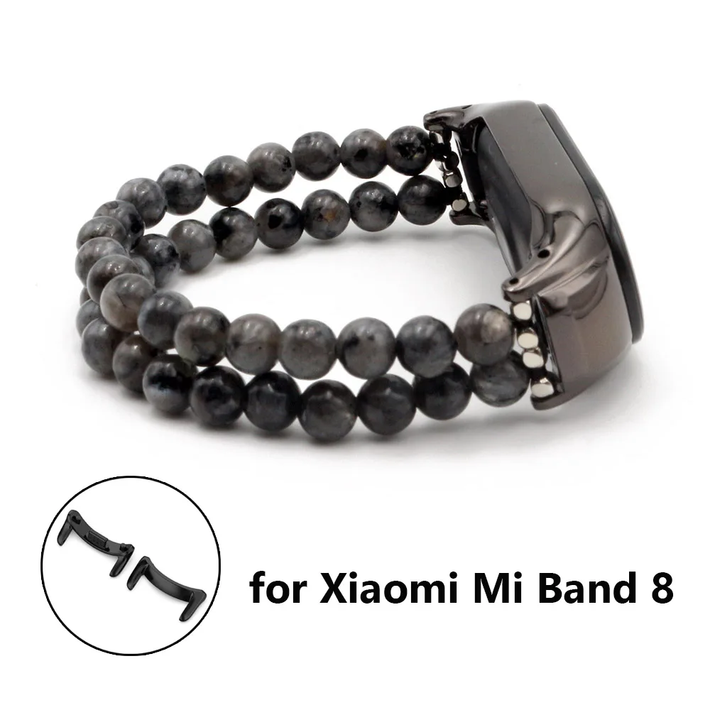 Women Men Bracelet for Xiaomi Mi Band 8 Smart Wrist Band Strap Natural Stone Beaded Dressy Wristband Accessories