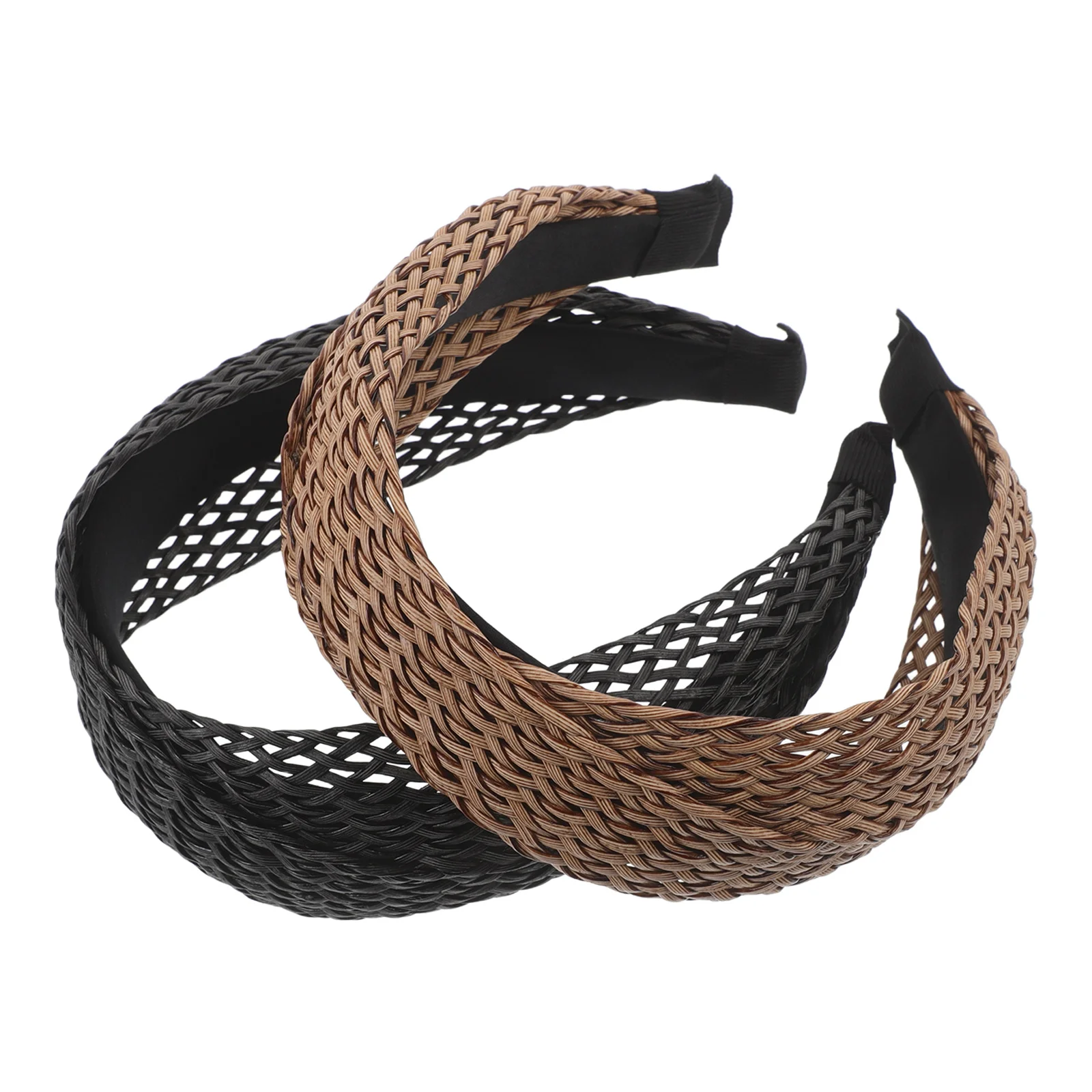 

2pcs Woven Hairband For Women Boho Rattan Headband 2.6 Inch Wide Hollow Braided Design Fashion Chunky Party Accessory