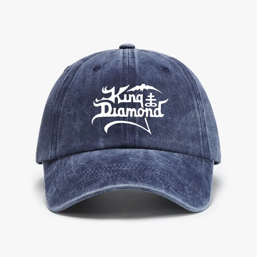 King Diamond print baseball cap fashion Vintage Washed Denim Hat outdoor sports casual adjustable hats