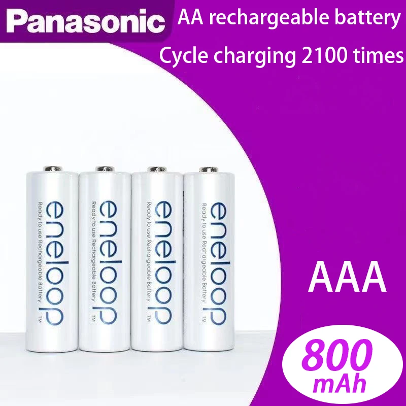 Panasonic Eneloop-baterías recargables para juguetes eléctricos, pilas AAA de 800mAh, 1,2 V, NI-MH, linterna, cámara, precargadas, novedad