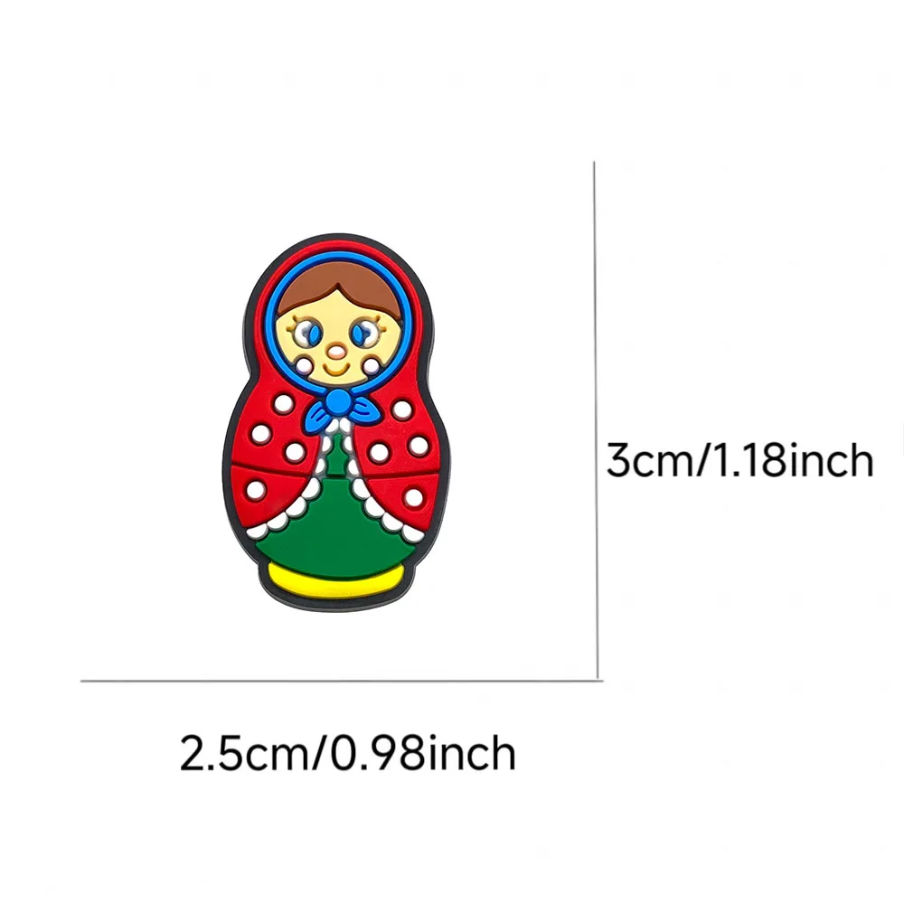 1-18pcs Cartoon Russia style Series PVC Shoes Accessories Fit with Hole wristbands DIY Waterproof Fashion footwear accessories